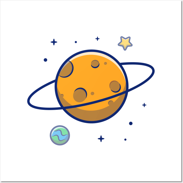 Planet Saturn cartoon Wall Art by Catalyst Labs